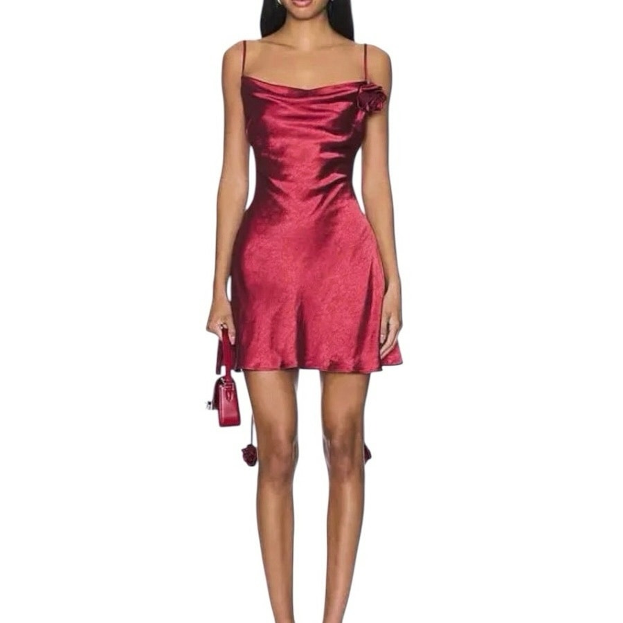 Elliatt Zinnia Satin Rose Mini Dress - Xs